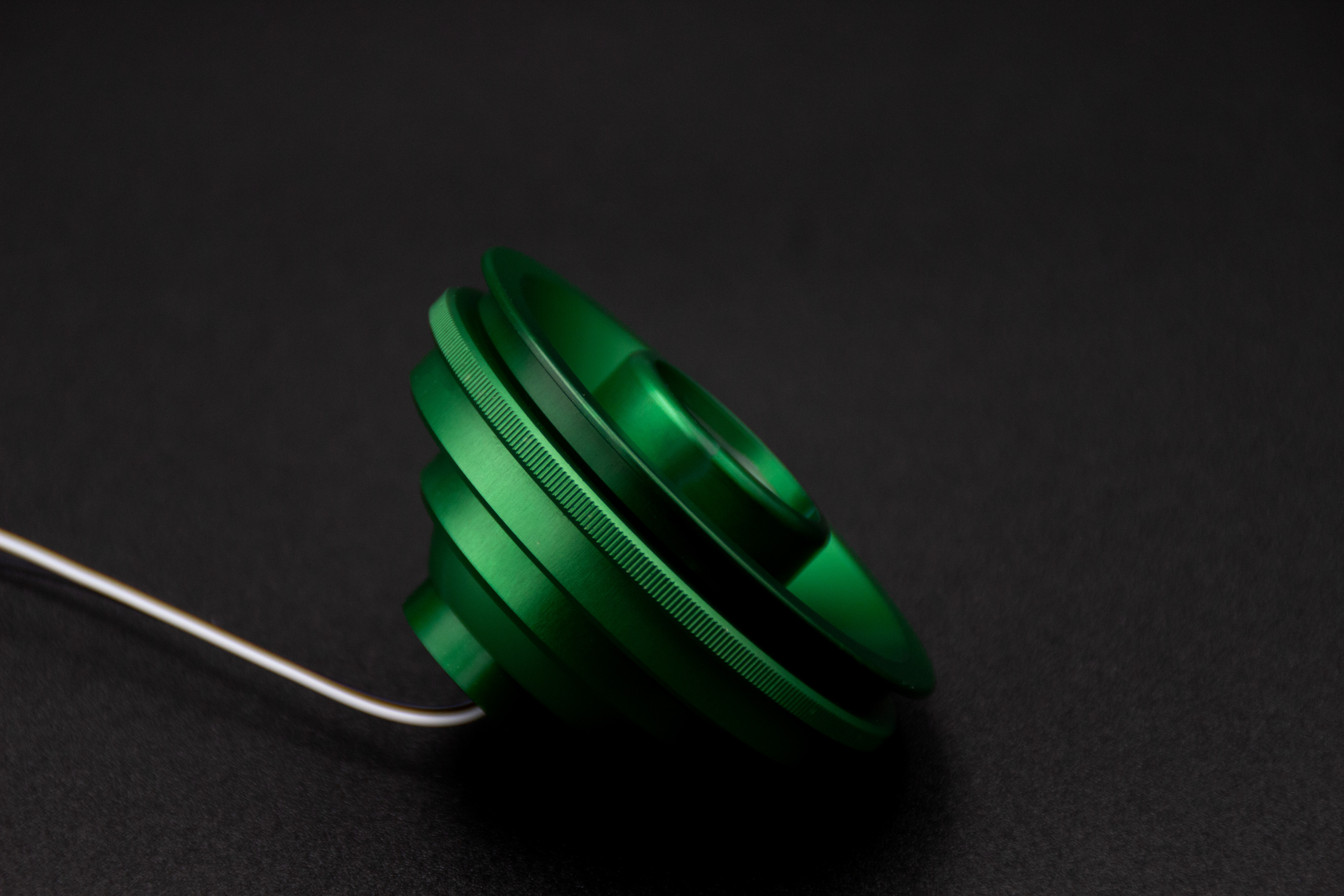 PWI custom LED reading light in green anodized finish, illuminated PWI custom LED reading light in green anodized finish, illuminated