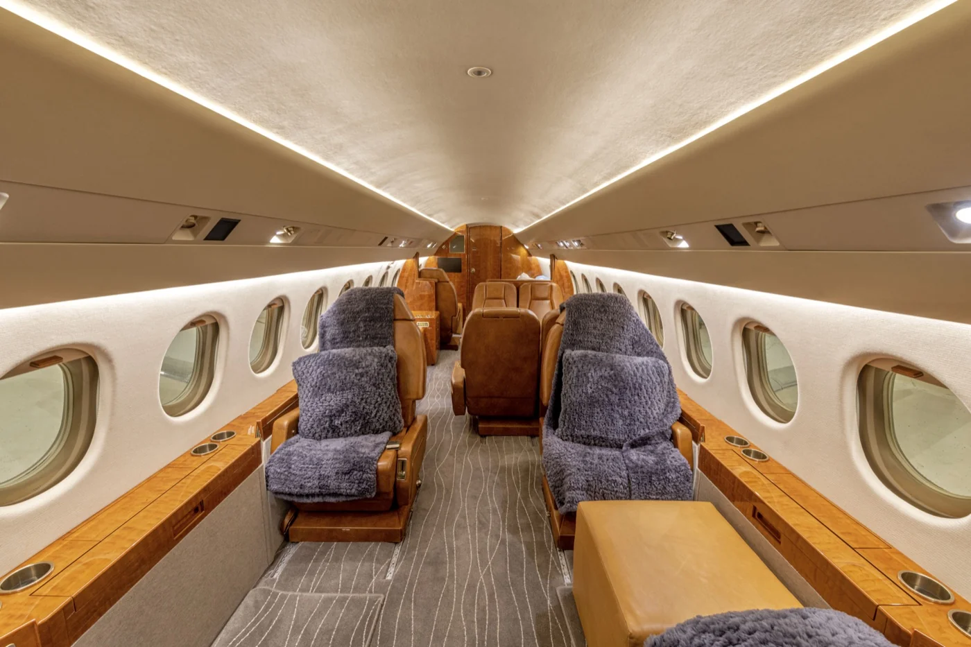 PWI Falcon 900B LED cabin lighting installed in aircraft